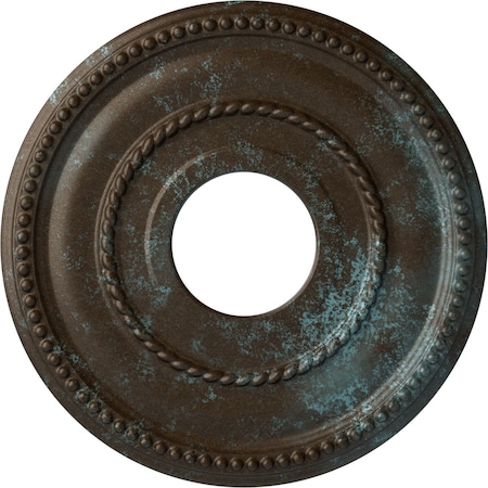 Ekena Millwork Valeriano Medallion (Canopies up to 6 1/4"), 12 1/8"OD x 3 5/8"ID x 3/4"P, Bronze Blue Patina CM12VABBS